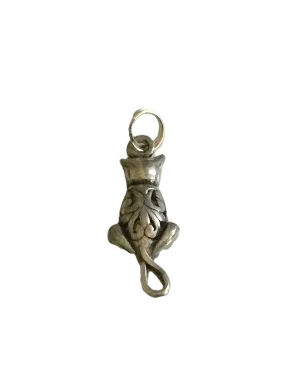 Vintage Silver Tone Cat Charm